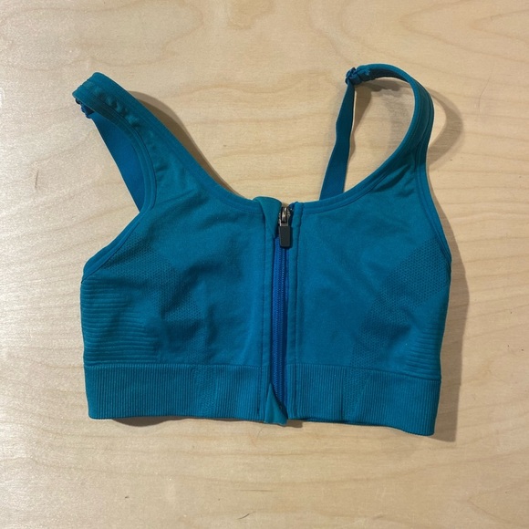 All in Motion Teal Zip-Up Sports Bra Small (MV) - Picture 3 of 7
